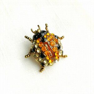 New Ladybug yellow crystal brooch pin